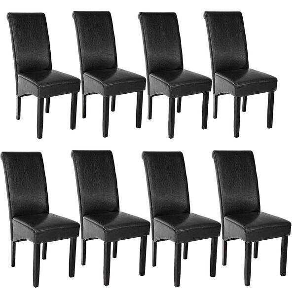 Tectake 403988 8 jídelní židle ergonomické, masivní dřevo - černá