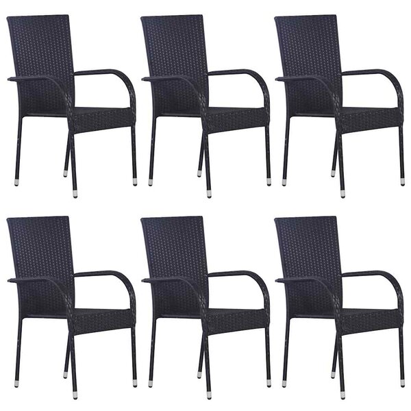 7dílný zahradní jídelní set polyratan černý 3070758