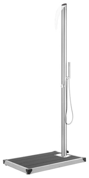 Zahradní sprcha s šedou základnou 225 cm nerezová ocel 3070785