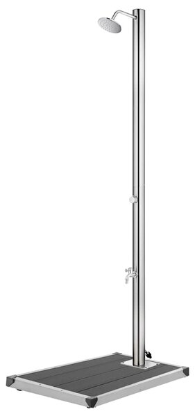 Zahradní sprcha s šedou základnou 220 cm nerezová ocel 3070783