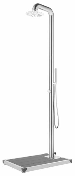Zahradní sprcha s šedou základnou 230 cm nerezová ocel 3070784