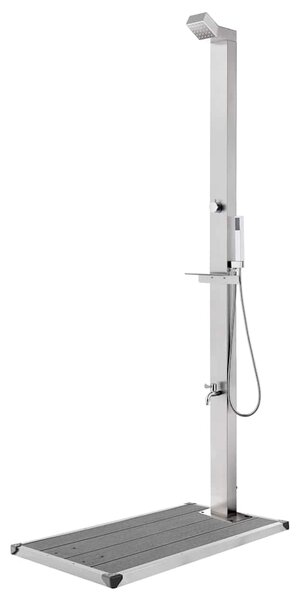 Zahradní sprcha s šedou základnou 225 cm nerezová ocel 3070792