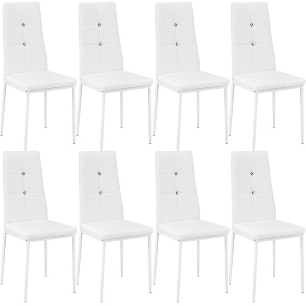 Tectake 404125 8 jídelní židle, ozdobné kamínky - bílá
