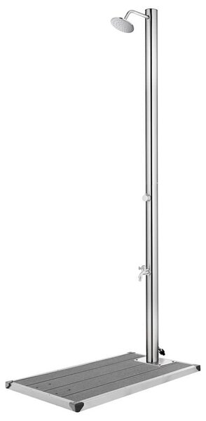 Zahradní sprcha s šedou základnou 220 cm nerezová ocel 3070793