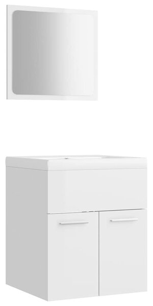 Set koupelnového nábytku bílý s vysokým leskem dřevotříska 3070862