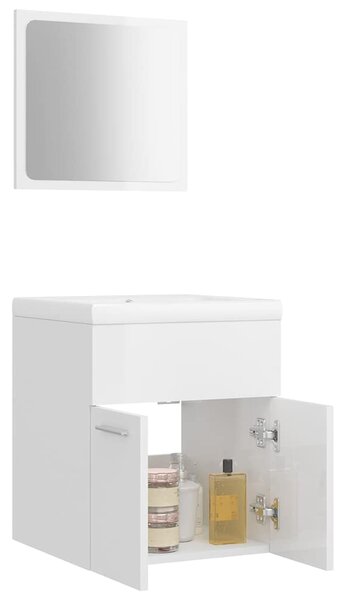 Set koupelnového nábytku bílý s vysokým leskem dřevotříska 3070862