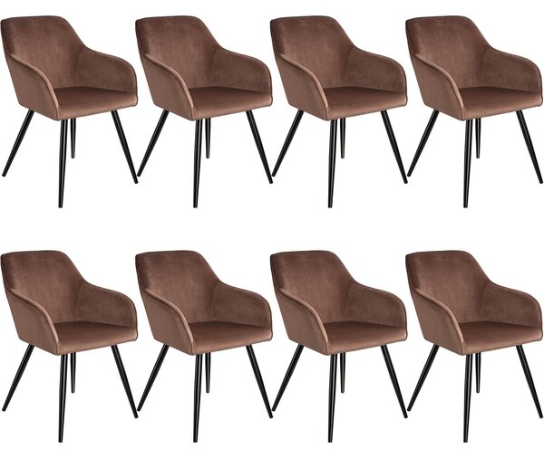 Tectake 404045 8x židle marilyn sametový vzhled černá - hnědo - černá