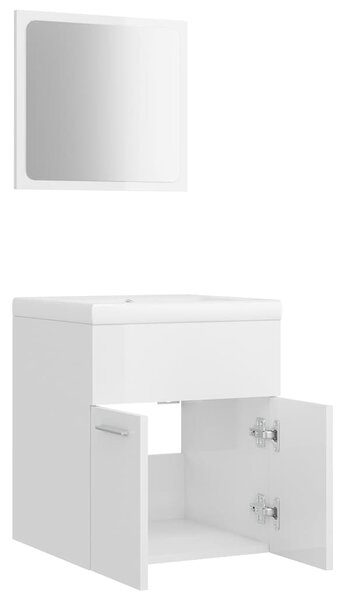 Set koupelnového nábytku bílý s vysokým leskem dřevotříska 3070862