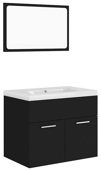 Set koupelnového nábytku černý dřevotříska 3070866