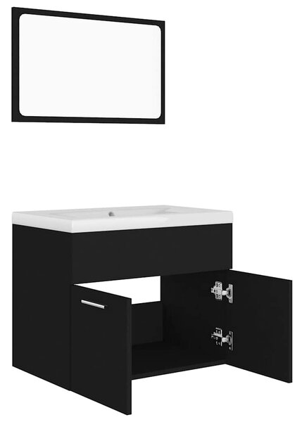 Set koupelnového nábytku černý dřevotříska 3070866