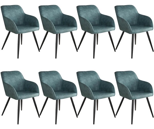 Tectake 404061 8 židle marilyn stoff - modro - černá