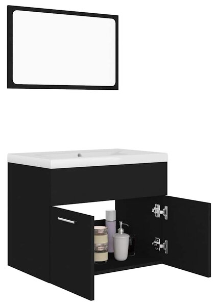 Set koupelnového nábytku černý dřevotříska 3070866