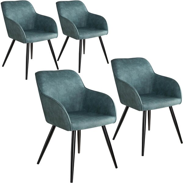 Tectake 404059 4 židle marilyn stoff - modro - černá