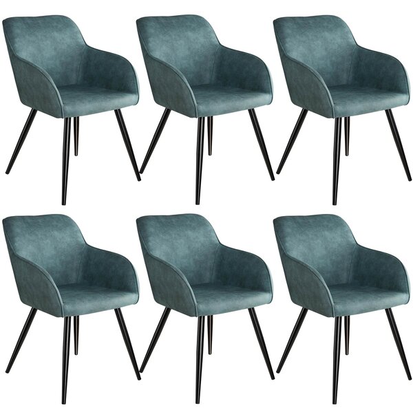 Tectake 404060 6 židle marilyn stoff - modro - černá