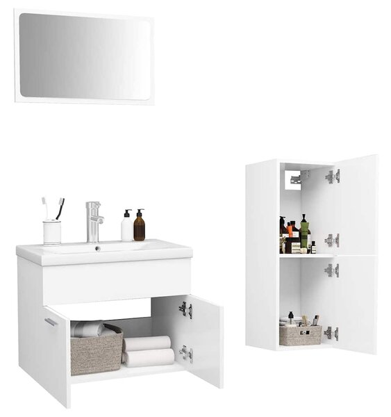 Set koupelnového nábytku bílý kompozitní dřevo 3071180