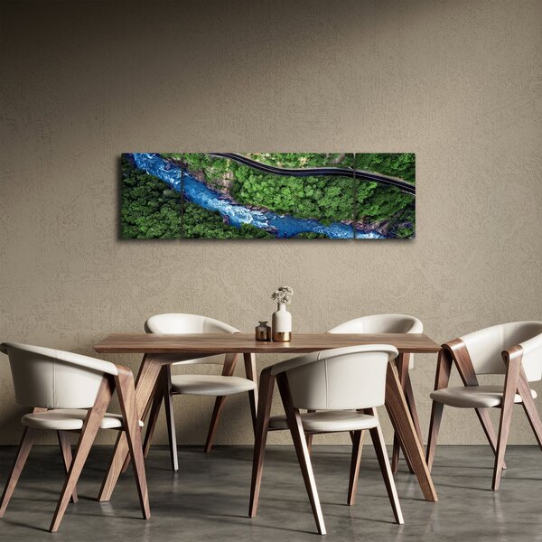 Obraz - Řeka mezi horami, Kavkaz, Rusko (170x50 cm)