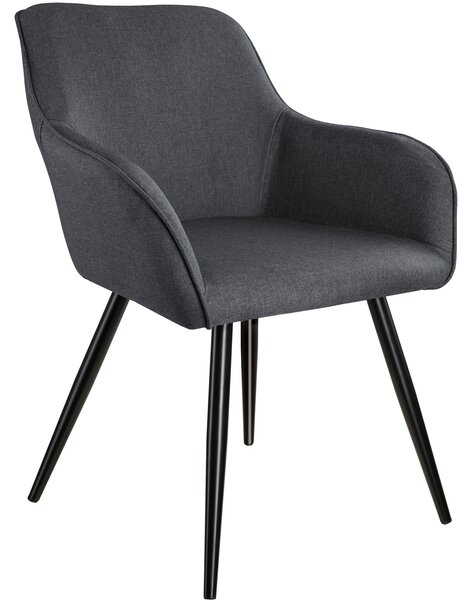 Tectake 403672 židle marilyn v lněném vzhledu - tmavě šedá-černá