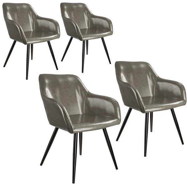 Tectake 404115 4x židle marilyn umělá kůže - tmavě šedá-černá