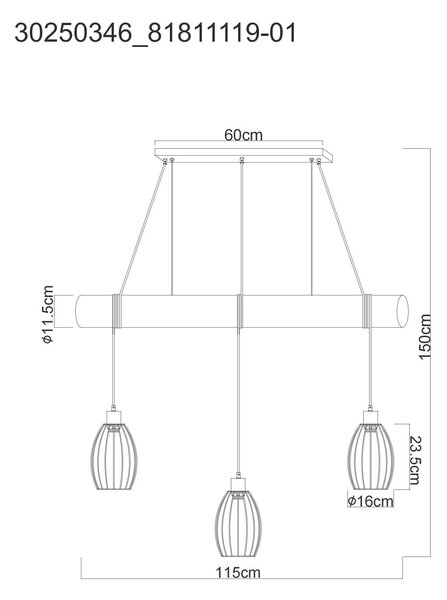 ZÁVĚSNÉ SVÍTIDLO, 115/16/150 cm Collett's Monde - Online Only svítidla, Online Only