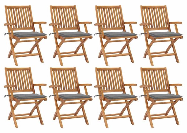 Skládací židle s polštáři, 8 ks, masivní teakové dřevo 3072778