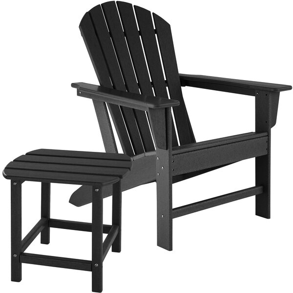 Tectake 404171 zahradní židle s odkládacím stolkem - černá