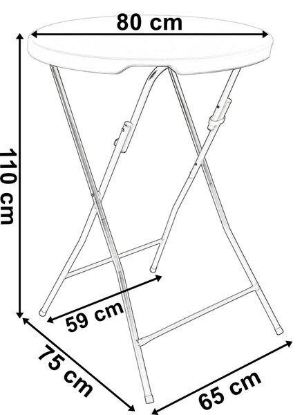Skládací koktejlový stolek GALA 80 cm – černý