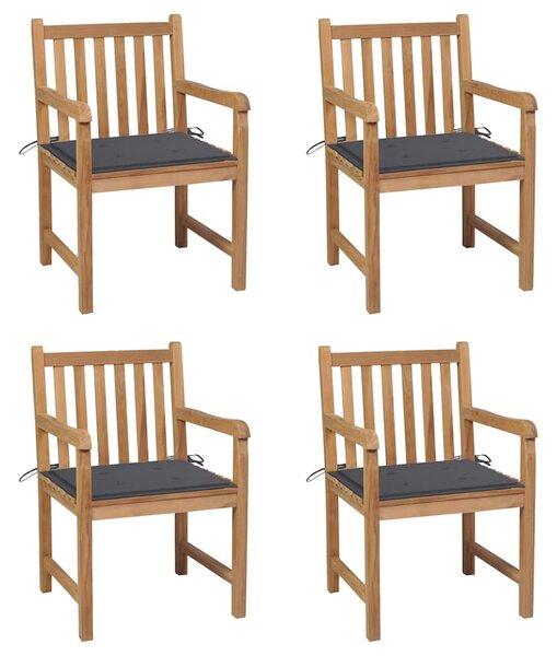 Zahradní židle 4 ks antracitové podušky masivní teak 3073004