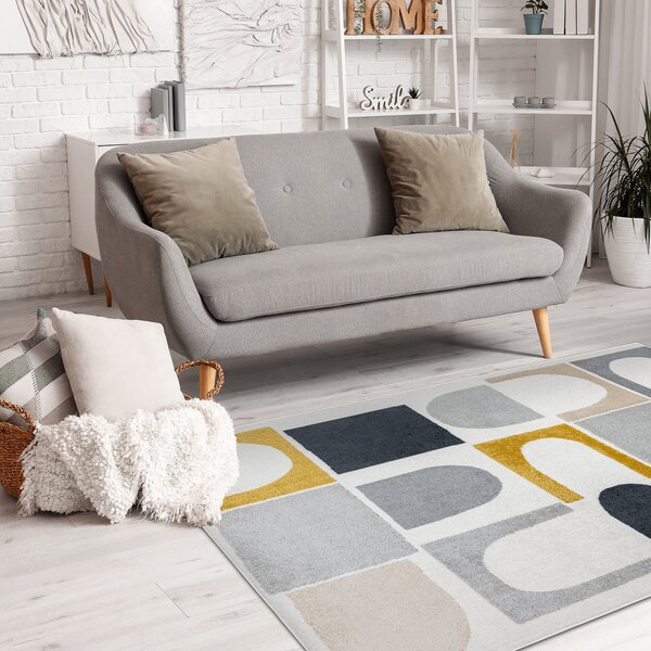 Dywany Łuszczów, Kusový koberec Fusion 0213 white/yellow, 80x150, vícebarevná, kancelář