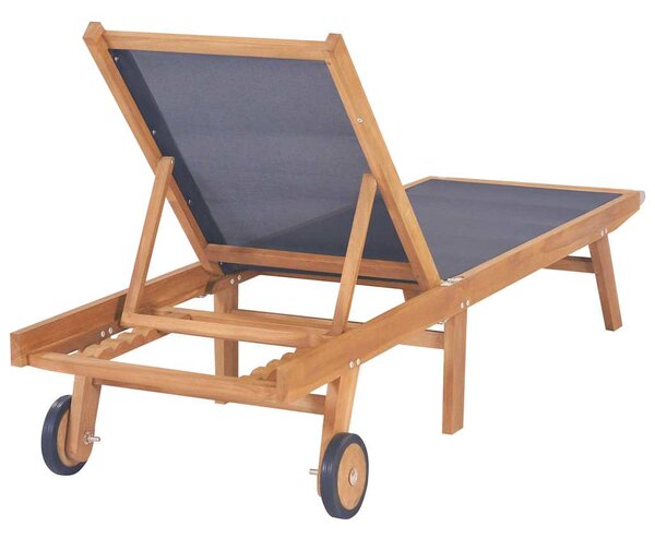 Skládací zahradní lehátka s kolečky 2ks masivní teak a textilen 3073000