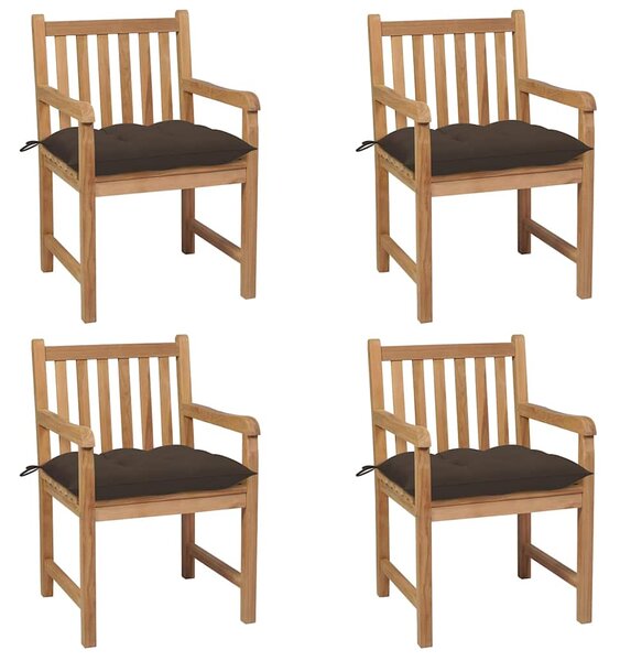Zahradní židle 4 ks taupe podušky masivní teak 3073027