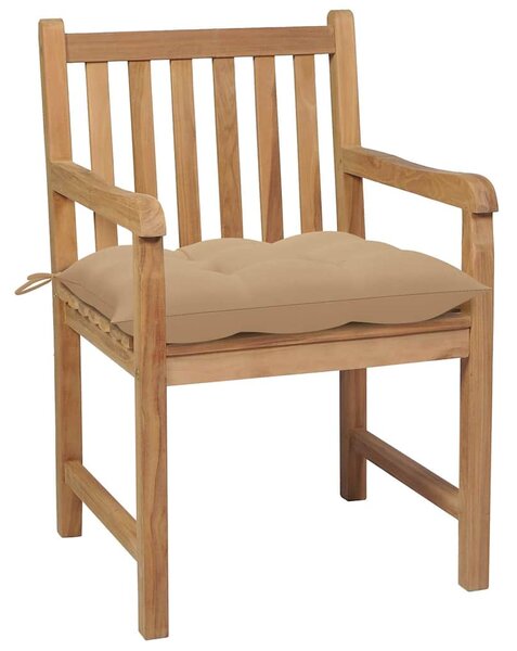 Zahradní židle 4 ks béžové podušky masivní teak 3073022