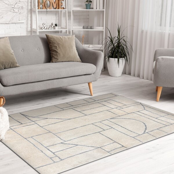 Dywany Łuszczów, Kusový koberec Fusion 0806 cream/l. grey, 80x150, bílá, kancelář