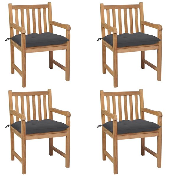 Zahradní židle 4 ks antracitové podušky masivní teak 3073019