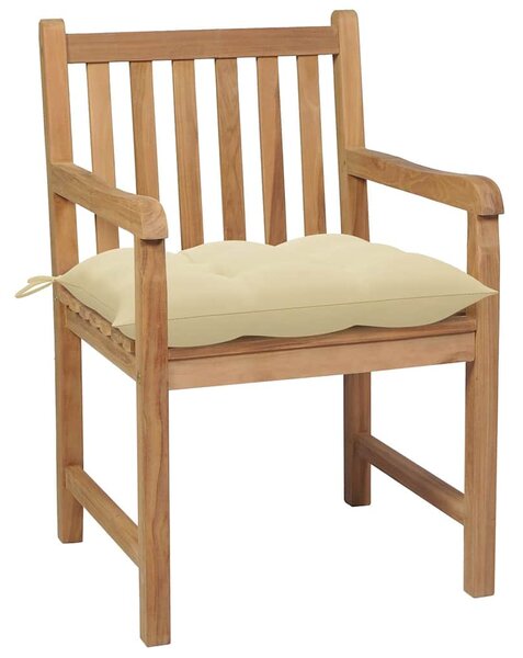 Zahradní židle 6 ks krémově bílé podušky masivní teak 3073048