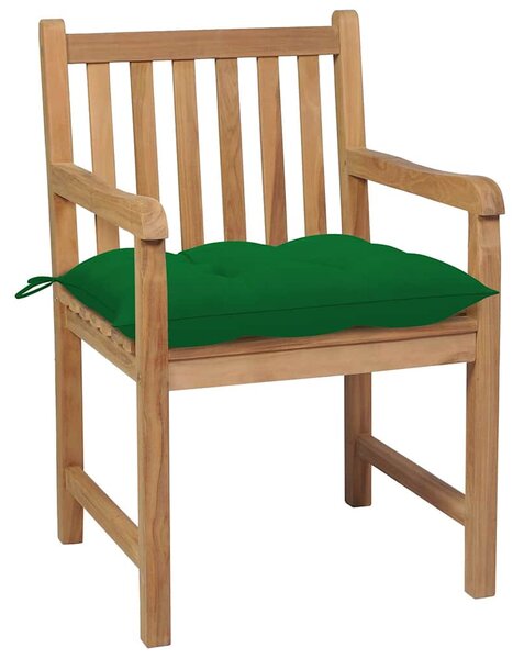 Zahradní židle 6 ks zelené podušky masivní teak 3073051