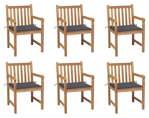 Zahradní židle 6 ks antracitové podušky masivní teak 3073031