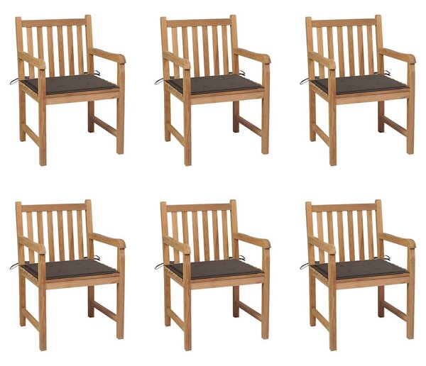 Zahradní židle 6 ks taupe podušky masivní teak 3073039