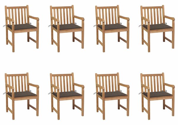 Zahradní židle 8 ks taupe podušky masivní teak 3073066