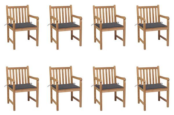 Zahradní židle 8 ks antracitové podušky masivní teak 3073058