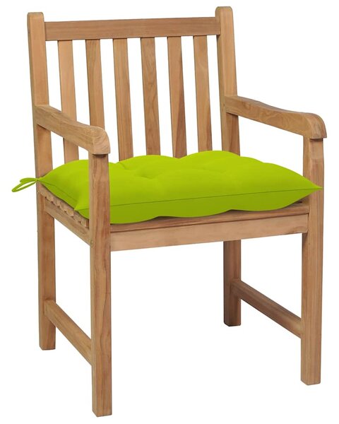 Zahradní židle 4 ks jasně zelené podušky masivní teak 3073030