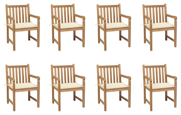 Zahradní židle 8 ks krémové podušky masivní teak 3073060