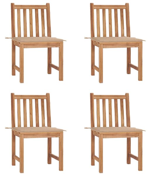 Zahradní židle 4 ks s poduškami masivní teak 3073091