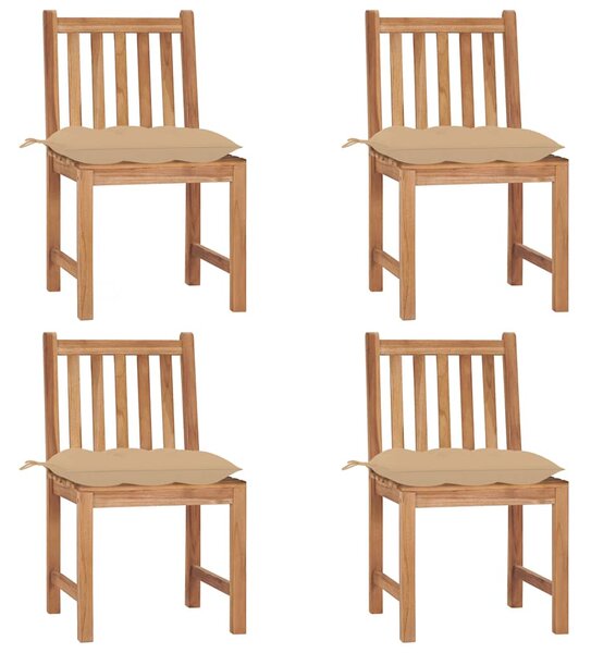 Zahradní židle 4 ks s poduškami masivní teak 3073106