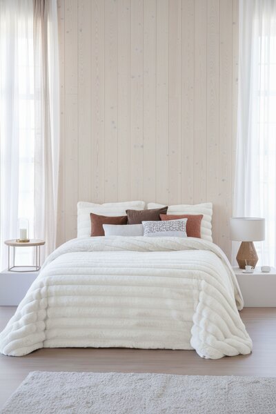 Textil Antilo Hřejivý přehoz Cedric White, bílý, se 2 povlaky na polštáře 270x270 cm