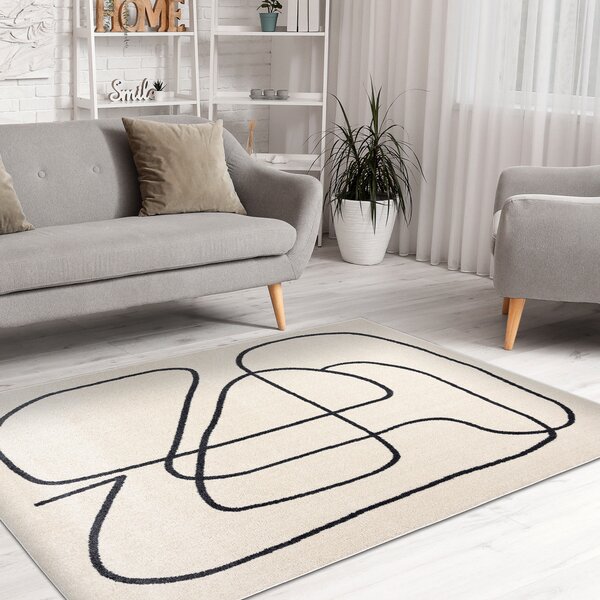 Dywany Łuszczów, Kusový koberec Fusion 8297 cream/dark grey, 80x150, bílá, kancelář