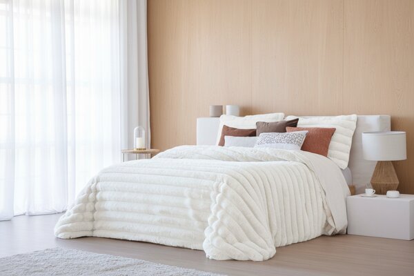 Textil Antilo Hřejivý přehoz Cedric White, bílý, se 2 povlaky na polštáře 270x270 cm