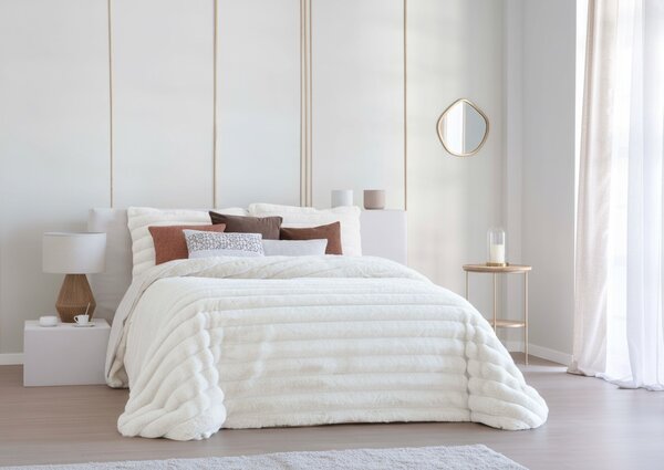 Textil Antilo Hřejivý přehoz Cedric White, bílý, se 2 povlaky na polštáře 270x270 cm