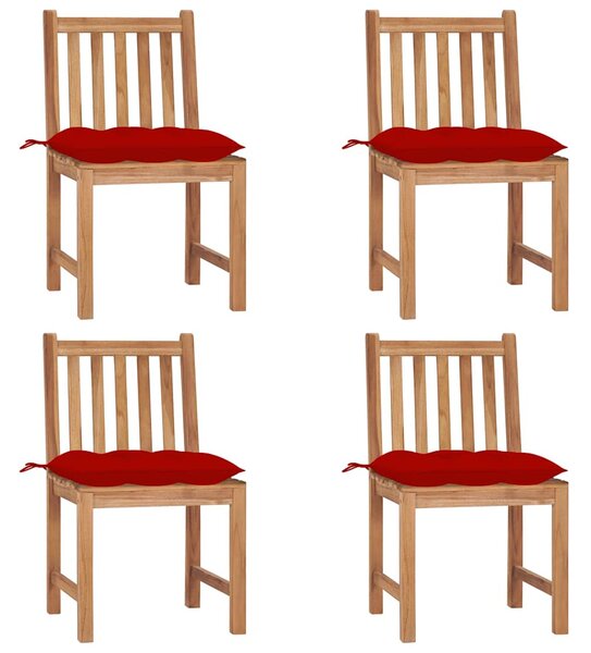 Zahradní židle 4 ks s poduškami masivní teak 3073109