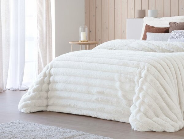 Textil Antilo Hřejivý přehoz Cedric White, bílý, se 2 povlaky na polštáře 270x270 cm