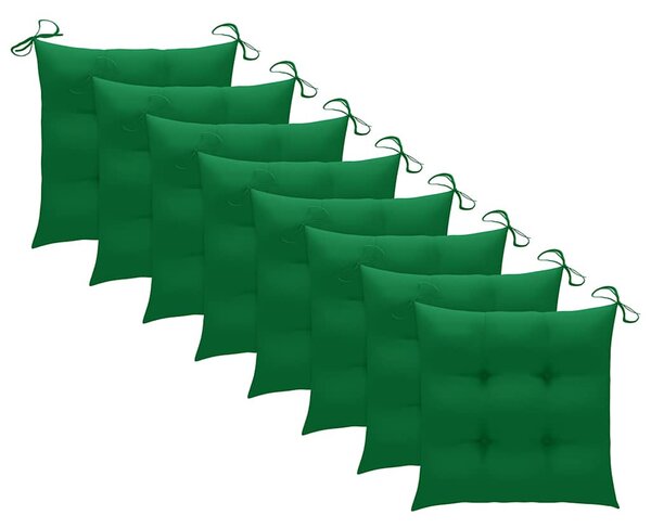 Zahradní židle 8 ks se zelenými poduškami masivní teak 3073078